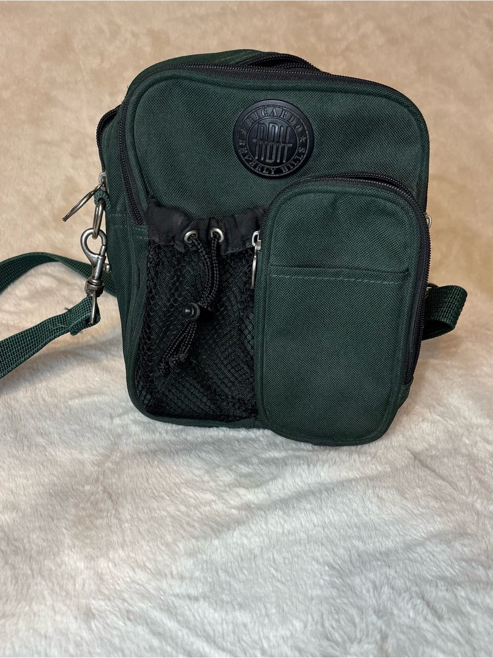 Vintage Dark Green Ricardo Crossbody Belt Bag with Front Pockets